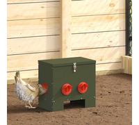 vidaXL Chicken Feeder 2 pcs Olive Green 40.5 x 25 x 38 cm