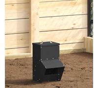 vidaXL Black Chicken Feeder 20 x 25 x 35 cm Cold Rolled Steel, Garden and Patio Designs, Modern and Durable Outdoor Furniture, Relaxation and Gathering Oasis