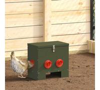 vidaXL Chicken Feeder Olive Green 40.5 x 25 x 38 cm Cold-Rolled Steel