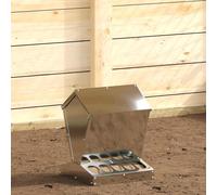 vidaXL Chicken Feeder Silver 30 x 30 x 39 cm Galvanised Steel