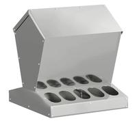 vidaXL Chicken Feeder, Silver, 40 x 40 x 45 cm, Galvanised Steel, Garden and Patio, Modern, Durable, Sustainable Elements for Versatile Outdoor Spaces and Year-Round Enjoyment in City Apartments