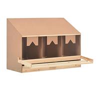 "vidaXL Chicken Laying Nest - Large, 3 Compartments Nesting Box for Chicken, Easy Egg Collection, Foldable Perch, Solid Pine Wood and MDF, Brown and Natural Wood Finish"