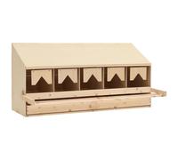 'vidaXL Chicken Laying Nest with 5 Compartments - Solid Pine Wood Poultry Nesting Box with Foldable Perch, Removable Layer for Easy Cleaning, 117x33x54 cm