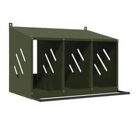 vidaXL Chicken Nesting Box/Chicken Egg Box - 3 Compartment Olive Green Metal, Weather Resistant with Sloping Roof and Perch, 80x64x59.5cm, Indoor/Outdoor