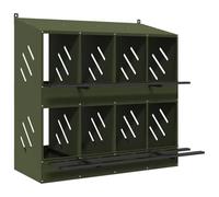 vidaxl chicken nesting box - olive green - 8 compartments - metal construction - indoor/outdoor use - ventilation holes - removable base - 106.5 x 79 x 109.5 cm