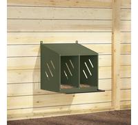 vidaXL Chicken Nesting Box with 2 Compartments Olive Green Metal