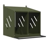 vidaXL Chicken Nesting Box with 2 Compartments - Olive Green Metal - Weather Resistant - Indoor/Outdoor Use - Ventilated - Includes Perch Entrance
