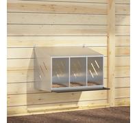 vidaXL Chicken Nesting Box with 3 Compartments Galvanized Silver Metal