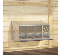 vidaXL Chicken Nesting Box with 4 Compartments - Galvanized Silver Metal - Indoor/Outdoor