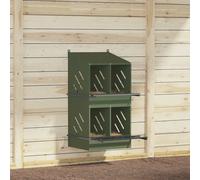 vidaXL Chicken Nesting Box with 4 Compartments Olive Green Metal