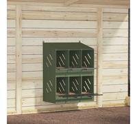 vidaXL Chicken Nesting Box with 6 Compartments Olive Green Metal