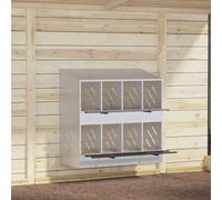 vidaXL Chicken Nesting Box with 8 Compartments Galvanized Silver Metal