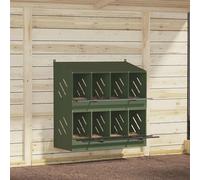 vidaXL Chicken Nesting Box with 8 Compartments Olive Green Metal