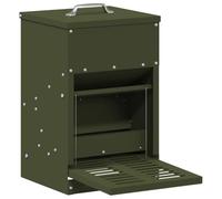 vidaXL Chicken Pedal Feeder Olive Green 25 x 42 x 40 cm Cold-Rolled Steel, Garden and Patio, Rectangular, Durable, Environmentally Friendly, Versatile Design, Easy Maintenance, Weather Resistant