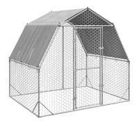 vidaXL Chicken Run/Cage/Coop with Roof - Galvanized Steel - 2.5x2x2.25 m - Hexagonal Mesh - Water-Resistant