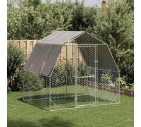 vidaXL Chicken Run with Roof - Galvanised Steel, Hexagonal Mesh - 2.5x2x2.25 m