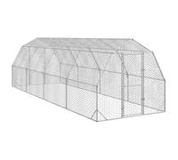 VidaXL Chicken Run with Roof - Spacious 2.5x8m Galvanized Steel Coop for Poultry/Birds with Protective Mesh