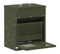 vidaXL Chicken Pedal Feeder Olive Green 33 x 42 x 40 cm Cold-Rolled Steel, Garden and Patio, Rectangular, Durable, Environmentally Friendly, Versatile Design, Easy Maintenance, Weather Resistant