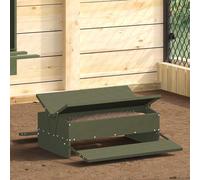 vidaXL Chicken Treadle Feeder Olive Green 75 x 53 x 20.5 cm