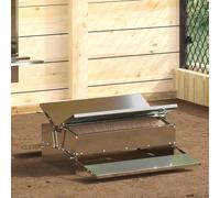 vidaXL Chicken Treadle Feeder Silver 75 x 53 x 20.5 cm
