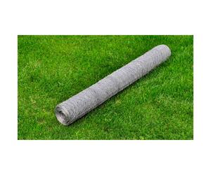 vidaXL Chicken Wire Fence Galvanised Steel 25x0.75 m Silver