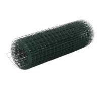vidaXL Chicken Wire Fence Steel with PVC Coating 10x0.5 m Green UK