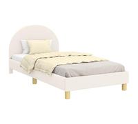 vidaXL Children's Bed Frame with Headboard Cream 90 x 190 cm, Bedroom, Rectangular, Modern, Durable, Stylish Design for Comfort, Quality Materials, Fit for Any Space, Easy Maintenance