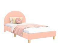 vidaXL Children's Bed Frame with Headboard Pink 90 x 200 cm, Bedroom, Rectangular, Modern, Durable, Stylish Design for Comfort, Quality Materials, Fit for Any Space, Easy Maintenance