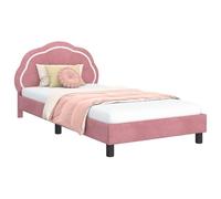 vidaXL Children's Bed Frame with Headboard Pink 90 x 200 cm Velvet, Bedroom, Rectangular, Modern, Durable, Stylish Design with Ergonomic Features, Comfortable and Long-lasting Materials