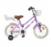 vidaXL Children's Bicycle 14 Inch for 3-5 Years Old Purple, Classic Children's Bike, Steel Frame, Safe, for Children, Easy Cycling, Single Gear