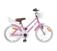 vidaXL Children's Bicycle 18 Inch for 5-7 Years Light Pink, Classic Children's Bike, Steel Frame, Safe, for Children, Easy Cycling, Single Gear
