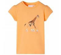 vidaXL Children's Bright Orange Giraffe Print T-Shirt - Cotton Blend, Short-Sleeve Tee for Kids 5-6 Years