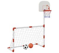 vidaXL Children's Football and Basketball Set with Balls, 2 in 1 Sports Center,