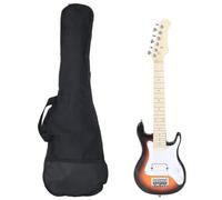 'vidaXL Children's Gradient Black, Brown and White Electric Guitar - Lightweight, Mini Size, Solid Birch Wood, Extra Strings, Tuner, Carry Bag Included