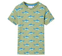 vidaXL Children's Light Khaki Shark Printed T-Shirt - Comfortable Round Neck Kids' Tee - Soft 100% Cotton - Size 116 for Ages 5-6