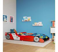 Children's Race Car Bed 90x200 cm Kids Toddler Cot Bed Frame Red/Blue vidaXL