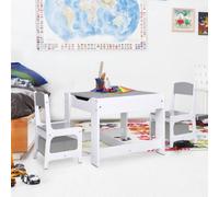 vidaXL Children's Table with 2 Chairs White MDF