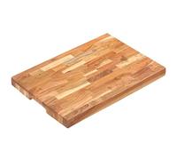 vidaXL Chopping Board 50x35x4 cm - Professional Cutting Board in Solid Acacia Wood - Unique Strip Design with Natural Finish - Ideal for Herbs, Vegetables, Meat and Fish