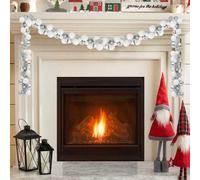 vidaXL Christmas Ball Garland LEDs White and Silver 186 cm Polystyrene