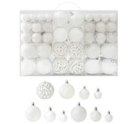 vidaXL Christmas Ball Set 100 Piece Indoor Outdoor Xmas Tree Decoration Holiday Ornament Hanging Bauble Set Decor Seasonal Unit White
