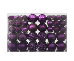 vidaXL Christmas Ball Set 100 Piece Indoor Outdoor Xmas Tree Decoration Holiday Ornament Hanging Bauble Set Decor Seasonal Unit Purple