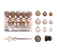 vidaXL Christmas Ball Set 61 Piece with Peak&150 LEDs Rose Gold Xmas Ornament