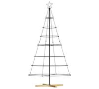 vidaXL Christmas Cone Tree with Stand Black 180 cm Steel, Black