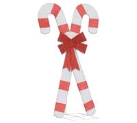 vidaXL Christmas Decoration Candy Cane - 50 led Lights, Warm White, red/White, Durable Metal/Fabric, Indoor/Outdoor, 49x85cm, ip44 Water Resistant, USB Powered