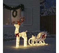 vidaXL Christmas Decoration Reindeer and Sleigh 100 LEDs Cold White UK