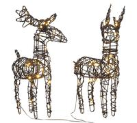 vidaXL Christmas Decorations Reindeers Light 2 pcs 80 LEDs Warm White Rattan