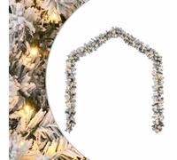 vidaXL Christmas Garland - Green PVC - 75 LED Lights - Artificial Snow - 5m Length - Indoor/Outdoor - USB Connector