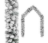 vidaXL Christmas Garland with Flocked Snow Artificial Wreath Holiday Decoration Ornament Xmas Party Indoor Outdoor Home Green 5 m PVC