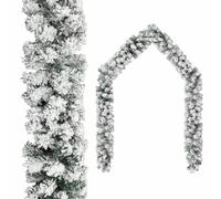 vidaXL Christmas Garland - Snow-Flocked PVC Holiday Decor - 10 m Green Garland for Indoor and Outdoor Decorations