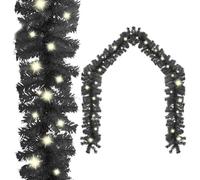 vidaXL Christmas Garland with LED Lights Holiday Xmas Decoration Illuminated String Lights Artificial Leaves Plants Garden Home 10 m Black